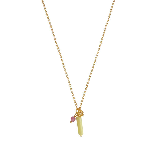 Lemon Jade & Tourmaline Necklace - Gold