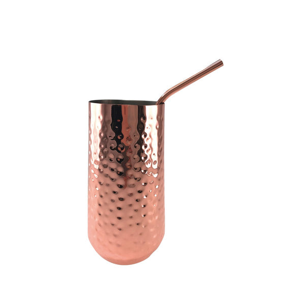 COCKTAIL GLASS + COPPER STRAW