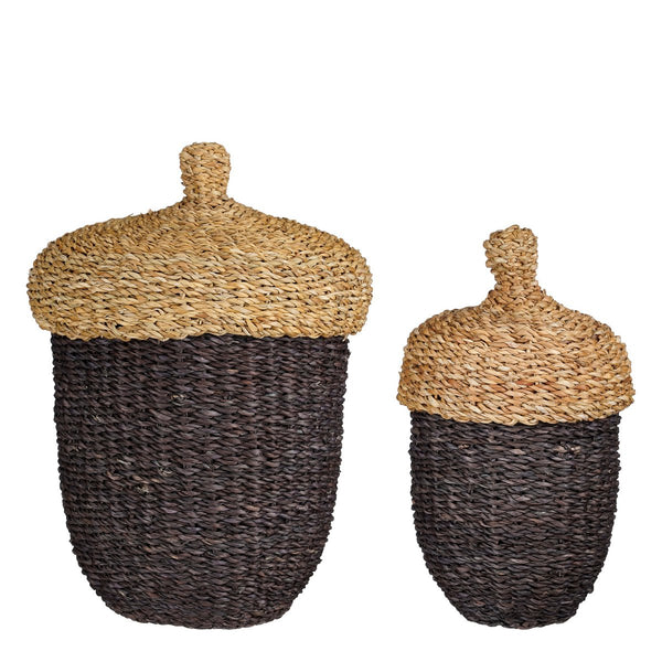 Storage basket - Set of 2 - H45 x Ø30 cm - Seagrass - Dark brown