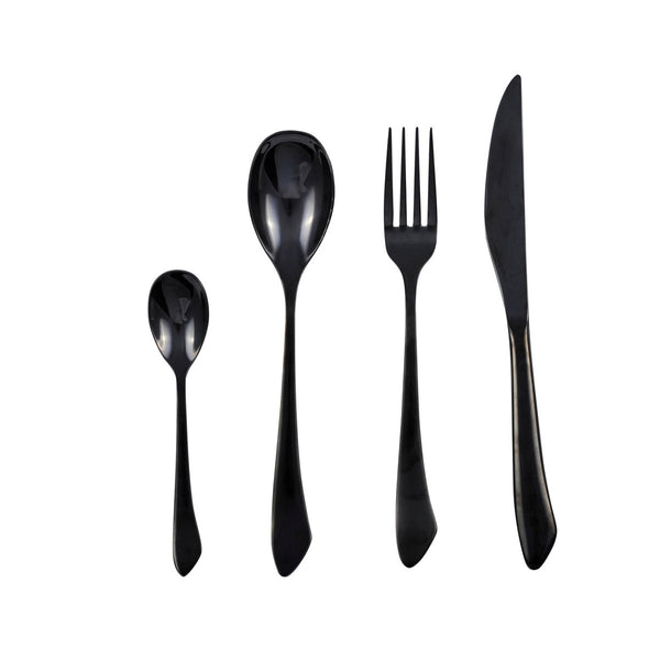 Cutlery set 24 shiny black pieces