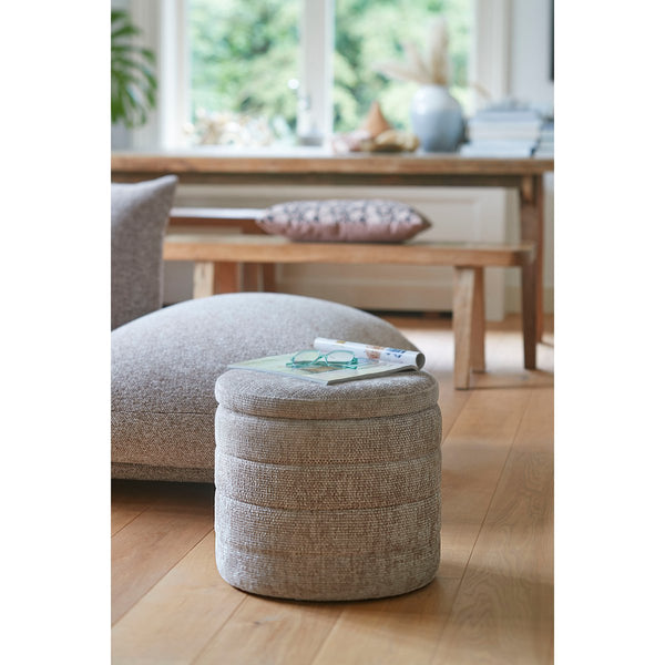 Storage ottoman - H41 x Ø42 cm - Light gray