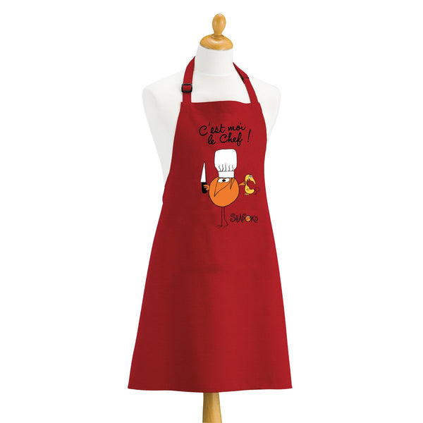 Shadoks I'm the chef recycled kitchen apron Red 72 x 90