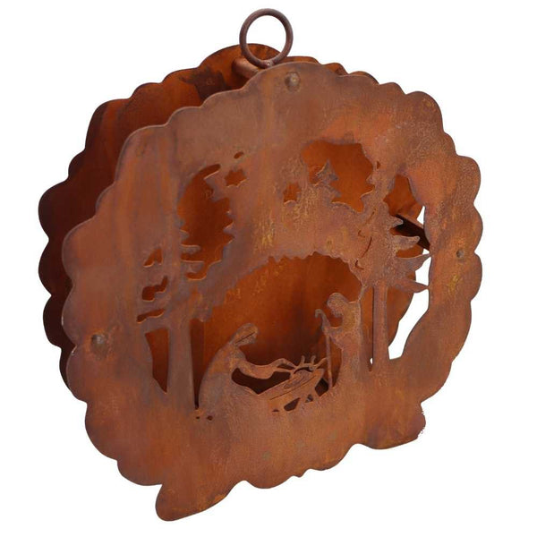 Christmas | Decorative nativity scene 3D lantern | Patina tealight holder