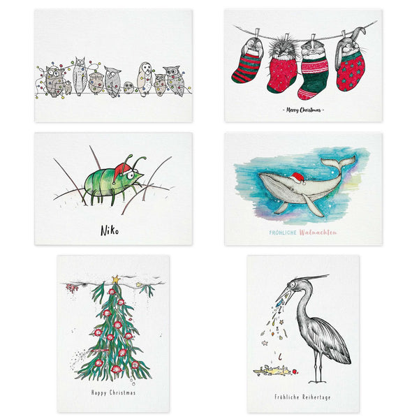 Postcards – Set of 6 – Holly Jolly