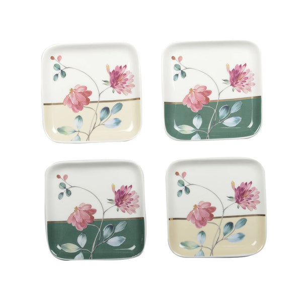 SET OF 4 FLORAL SQUARE DISHES