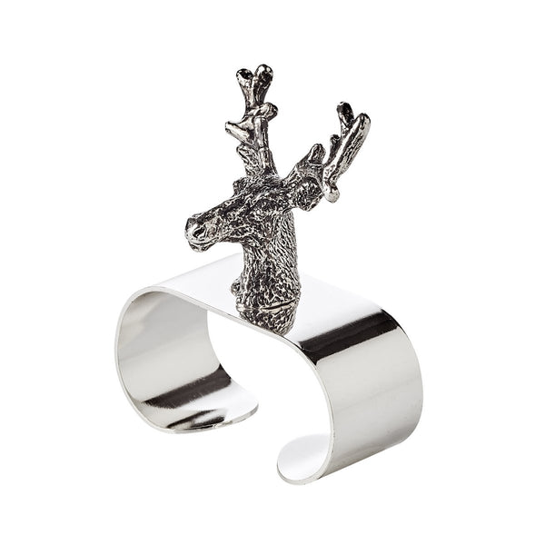 EDZARD set of 4 deer napkin rings, silver-plated, length 5 cm