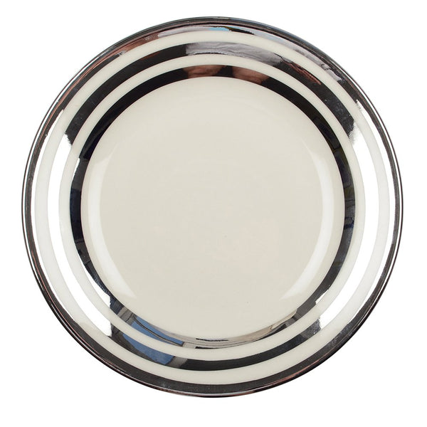 TRIPLE SILVER LINED DESSERT PLATES 18CM