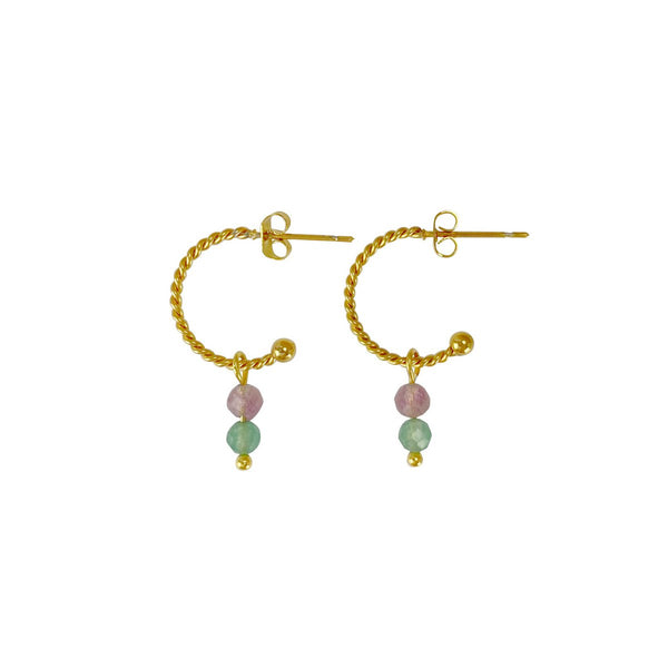 Earrings Tourmaline & Aventurine - Gold