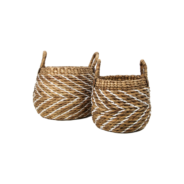 2 Piece Storage Basket Set - natural/white - Water Hyacinth