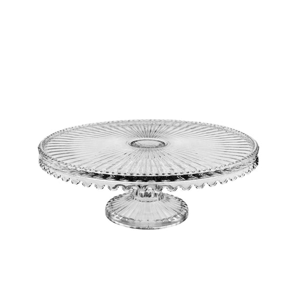 SMALL GLASS STANDING PIE DISH 32X32X12CM