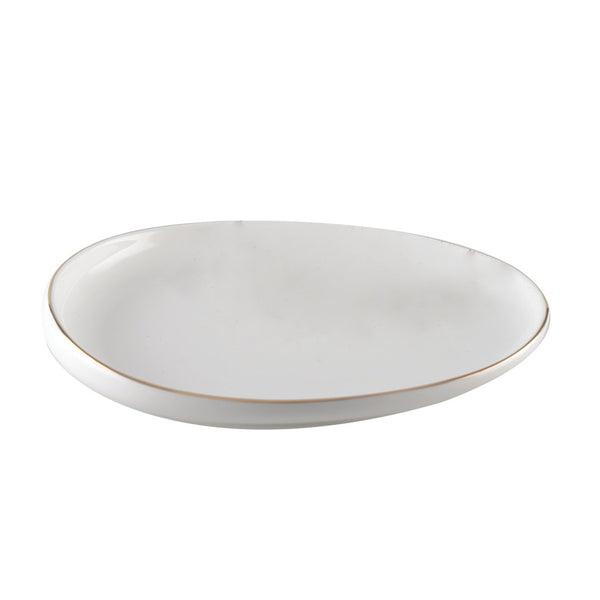 WHITE CERAMIC DESSERT PLATE